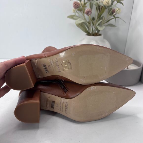 L'agence Jeanne II Leather Pointed Toe Bootie Luggage Brown Women's 7.5/EU 37.5 - Picture 9 of 11